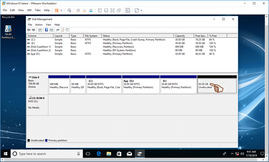 Virtual disk increased
