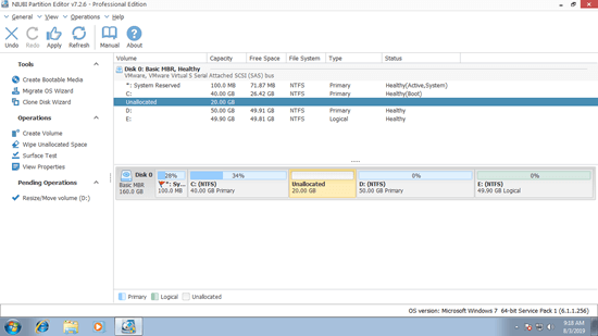 Partition D resized