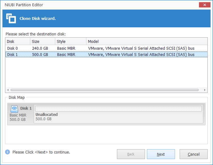 Select disk